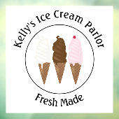 Ice Cream Parlor Logo Raamsticker (Vel 3)