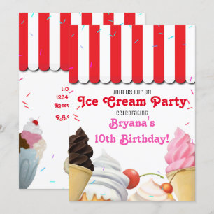 Ice Cream Parlor Party Birthday Celebration Red in Kaart