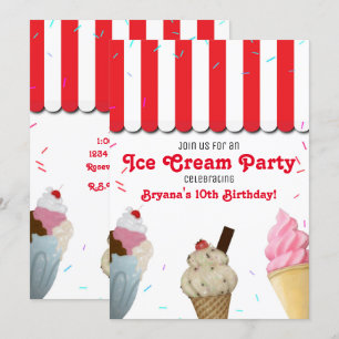 Ice Cream Parlor Party Birthday Celebration Red Kaart
