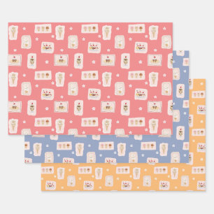 Ice Cream Parlor Patterns diverse kleuren Inpakpapier Vel