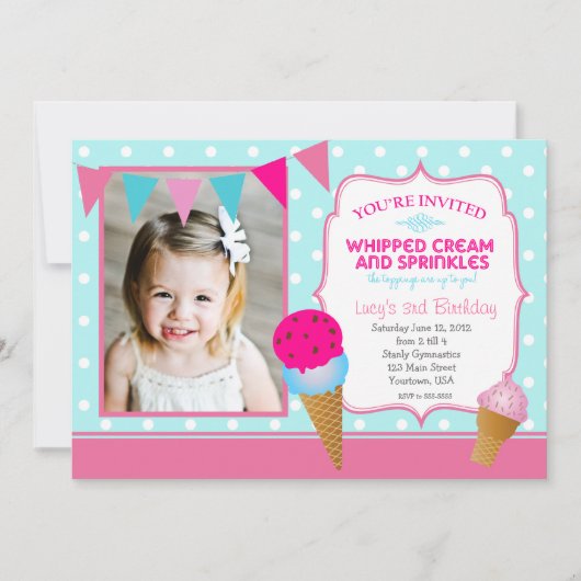 Ice Cream Party-aanhangers Kaart (Voorkant)