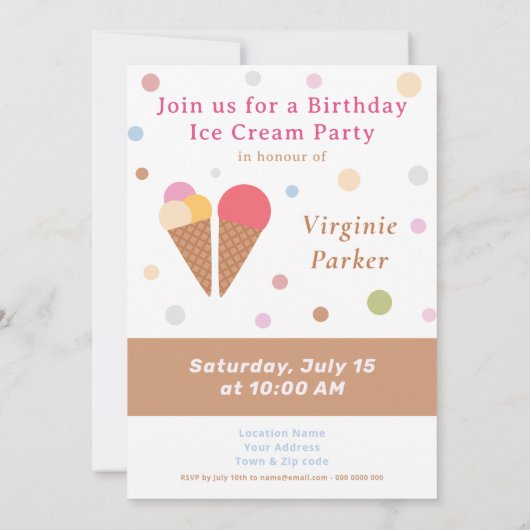 Ice Cream Party Anniversaire Invitation (Dos)