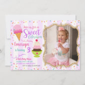 Ice Cream Party Anniversaire Invitation avec photo (Devant)