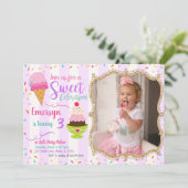 Ice Cream Party Anniversaire Invitation avec photo (Debout devant)