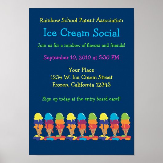 Ice Cream Party Annoucement Poster (Voorkant)