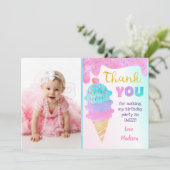 Ice Cream Party Birthday Dank je kaarten (Staand voorkant)