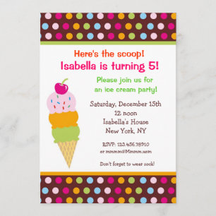 Ice Cream Party Birthday Invitation icecream Kaart