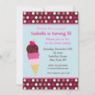 Ice Cream Party Birthday Invitation icecream Kaart
