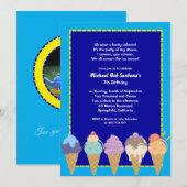 Ice Cream Party Birthday Invitation Kaart (Voorkant / Achterkant)