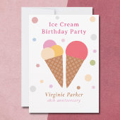Ice Cream Party Birthday Uitnodiging