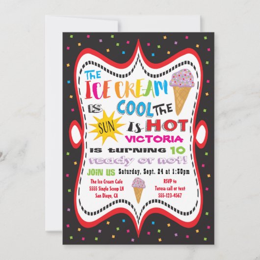 Ice Cream Party Funky Fun Invitation (Devant)