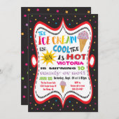 Ice Cream Party Funky Fun Uitnodiging (Voorkant / Achterkant)