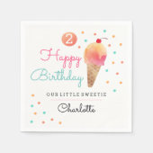 Ice Cream Party Kids Verjaardagsfeestje Servetten (Voorkant)