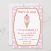 Ice Cream Party Premier anniversaire Invitation en (Devant)