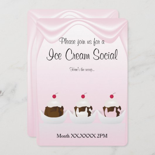 Ice Cream Party Social Custom Invitation (Devant / Derrière)