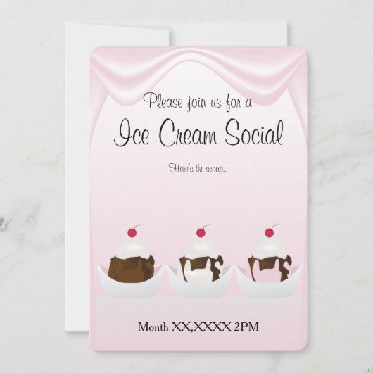 Ice Cream Party Social Custom Invitation (Devant)