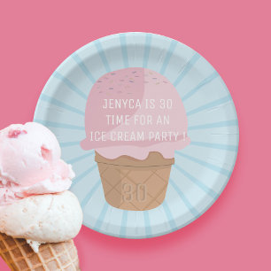 Ice Cream Party Zomertijd Papieren Bordje