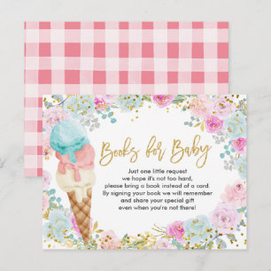 Ice Cream Pastel Flowers Boeken voor baby Uitnodiging Briefkaart