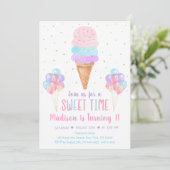 Ice Cream Pastel Rainbow Birthday Kaart (Staand voorkant)