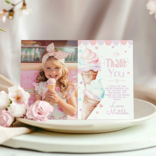 Ice cream pastel verjaardagsfoto dank u kaart