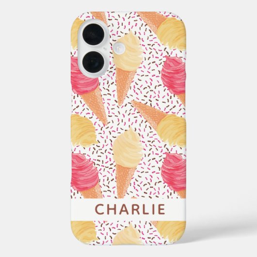 Ice Cream Pattern, aangepaste naam telefoongevalle Case-Mate iPhone Case (Achterkant)