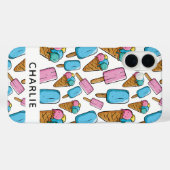 Ice Cream Pattern, aangepaste naam telefoongevalle Case-Mate iPhone Case (Achterkant (horizontaal))