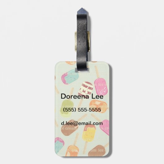 Ice Cream Pattern Bagagelabel (Achterkant verticaal)