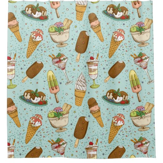 Ice Cream Pattern Douchegordijn (Voorkant)