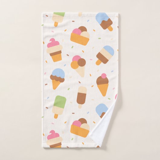 Ice Cream Pattern, Ice Cream Cone, Ice Popsicle Bad Handdoek (Handdoek)