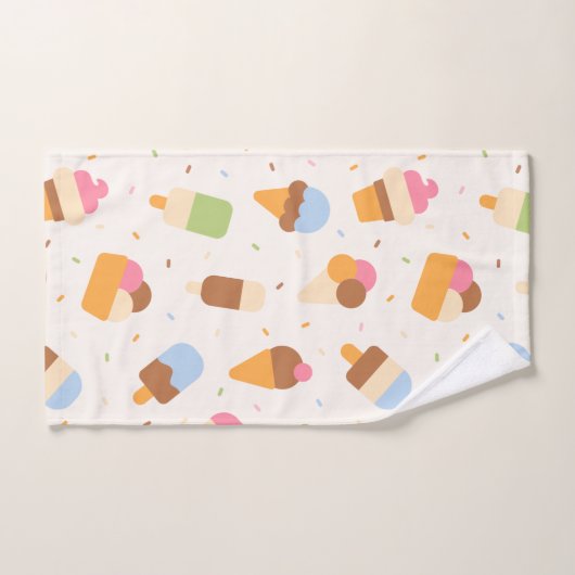 Ice Cream Pattern, Ice Cream Cone, Ice Popsicle Bad Handdoek (Handdoek)