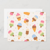 Ice Cream Pattern, Ice Cream Cone, Ice Popsicle Briefkaart (Voorkant / Achterkant)