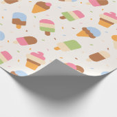 Ice Cream Pattern, Ice Cream Cone, Ice Popsicle Cadeaupapier (Hoek)