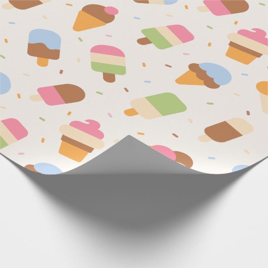 Ice Cream Pattern, Ice Cream Cone, Ice Popsicle Cadeaupapier (Hoek)