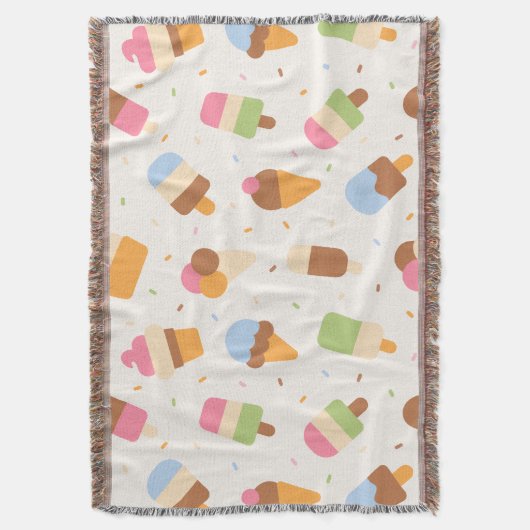 Ice Cream Pattern, Ice Cream Cone, Ice Popsicle Deken (Voorkant Verticaal)