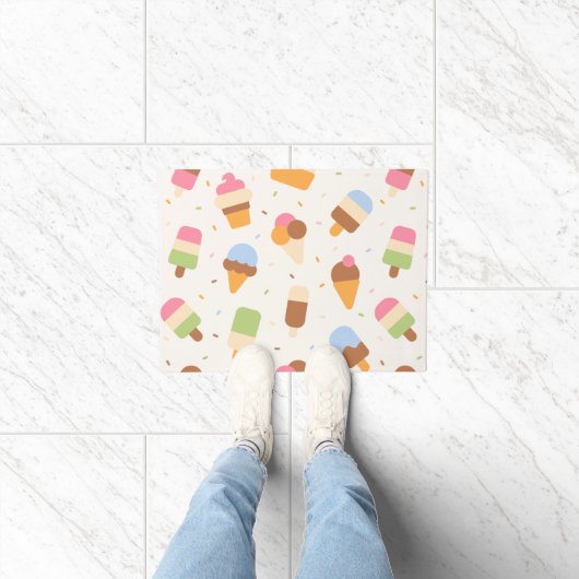 Ice Cream Pattern, Ice Cream Cone, Ice Popsicle Deurmat (Binnen)