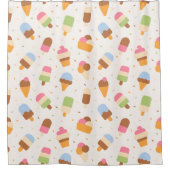 Ice Cream Pattern, Ice Cream Cone, Ice Popsicle Douchegordijn (Voorkant)