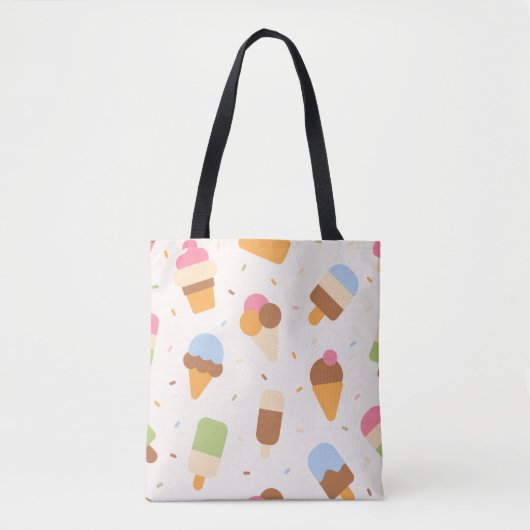 Ice Cream Pattern, Ice Cream Cone, Ice Popsicle Draagtas (Voorkant)