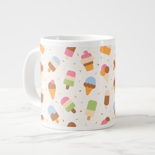Ice Cream Pattern, Ice Cream Cone, Ice Popsicle Extra Grote Beker (Voorkant links)