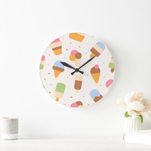 Ice Cream Pattern, Ice Cream Cone, Ice Popsicle Grote Klok (Huis)