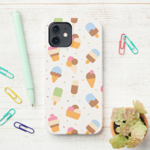 Ice Cream Pattern, Ice Cream Cone, Ice Popsicle iPhone 12 Hoesje