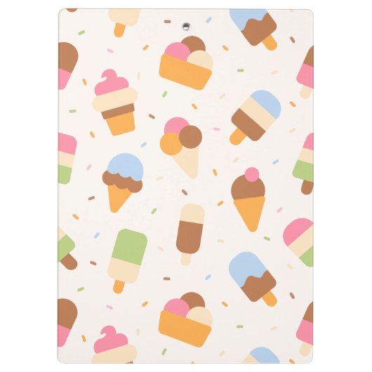 Ice Cream Pattern, Ice Cream Cone, Ice Popsicle Klembord (Achterkant)