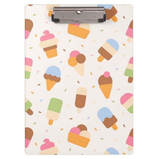 Ice Cream Pattern, Ice Cream Cone, Ice Popsicle Klembord (Voorkant)