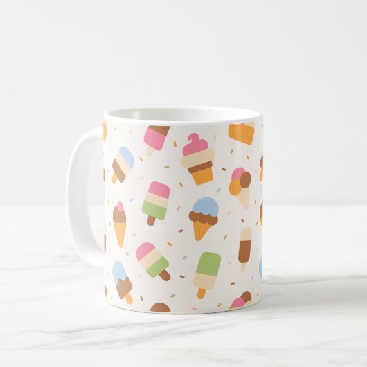 Ice Cream Pattern, Ice Cream Cone, Ice Popsicle Koffiemok (Voorkant links)