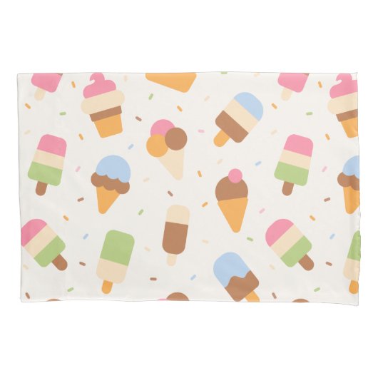 Ice Cream Pattern, Ice Cream Cone, Ice Popsicle Kussensloop (Voorkant)