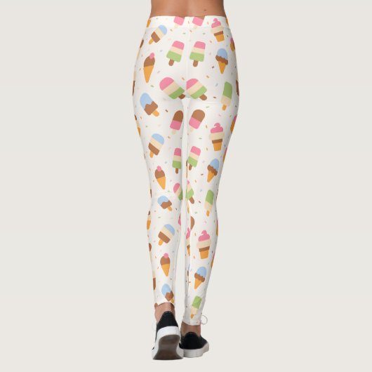 Ice Cream Pattern, Ice Cream Cone, Ice Popsicle Leggings (Achterkant)