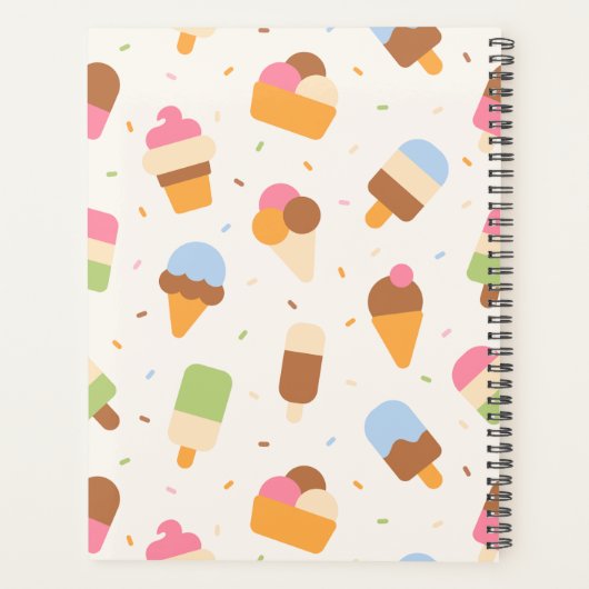 Ice Cream Pattern, Ice Cream Cone, Ice Popsicle Planner (Achterkant)