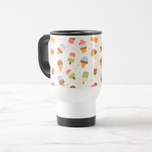 Ice Cream Pattern, Ice Cream Cone, Ice Popsicle Reisbeker (Voorkant links)