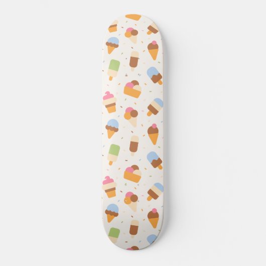 Ice Cream Pattern, Ice Cream Cone, Ice Popsicle Skateboard (Voorkant)