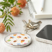 Ice Cream Pattern, Ice Cream Cone, Ice Popsicle Sleutelhanger (Zijkant)
