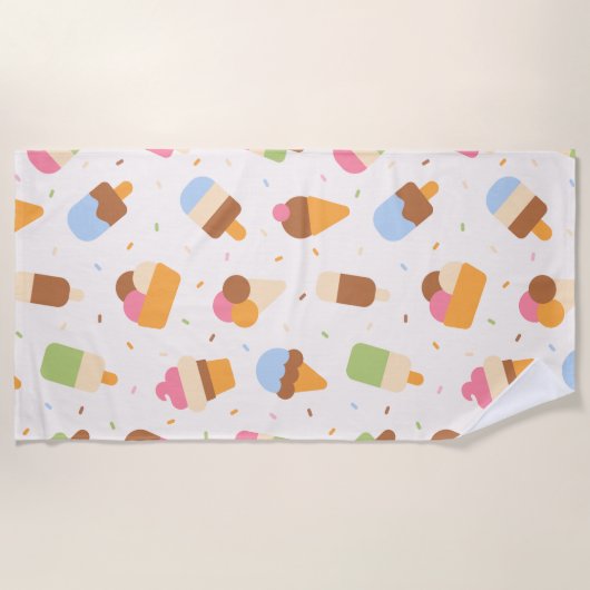 Ice Cream Pattern, Ice Cream Cone, Ice Popsicle Strandlaken (Voorkant)